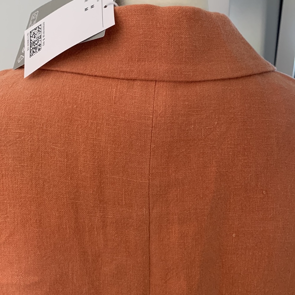 NWT H&M Premium Collection Coral/Orange Linen Blazer - Picture 3 of 13